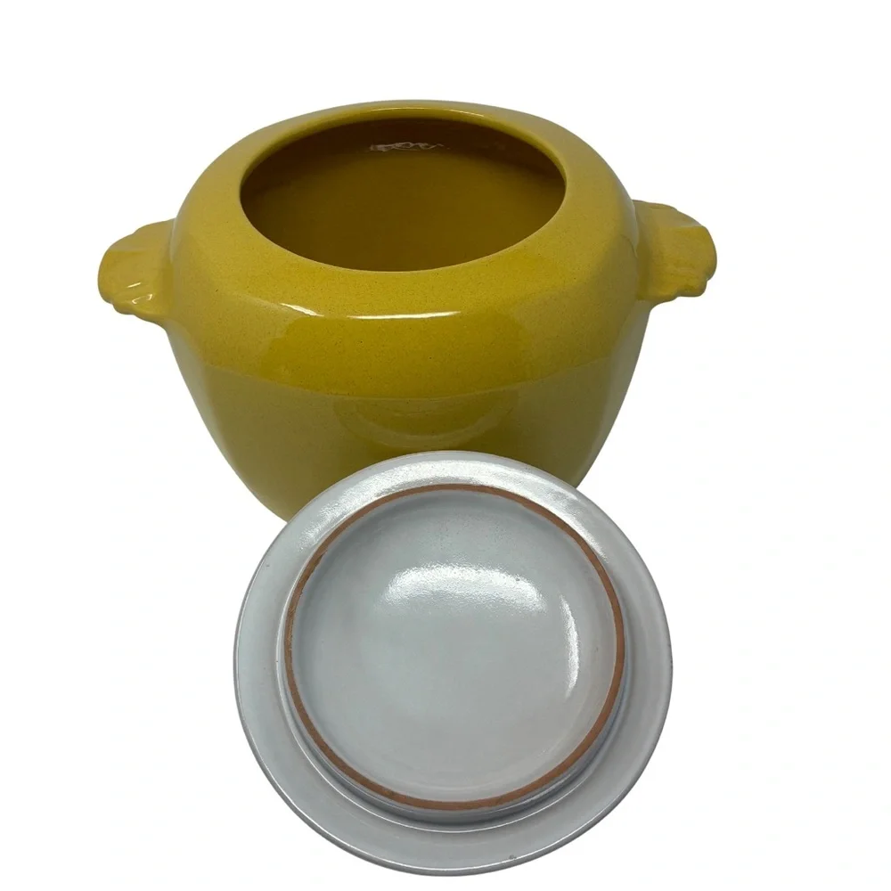 Vintage Frankoma Autumn Yellow Bean Pot Casserole Dish Lid Mid Century Kitchen